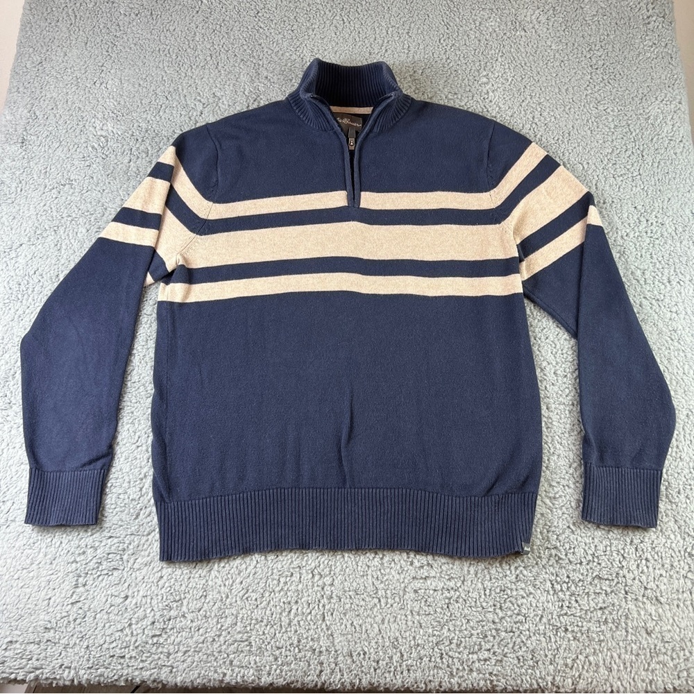 Eddie Bauer Mens Blue Pullover 1/4 Zip Zipper Sweater size M